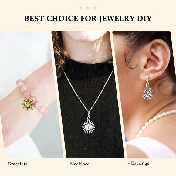 Celestial Sun Charms 42pcs Mixed Antique Gold Silver Bronze Colors Sun Smile Pen - Picture 7 of 7